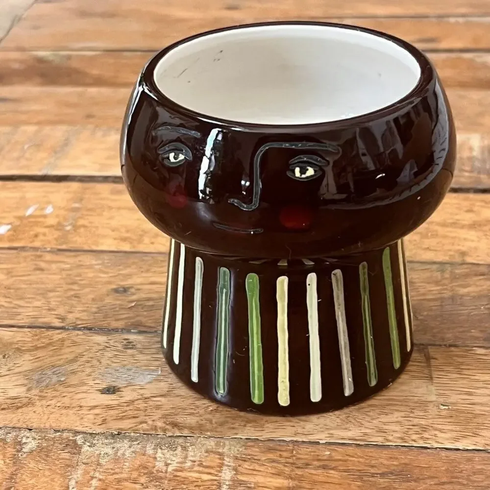Opalhouse Stoneware Face Planter Vase Brown Striped 4